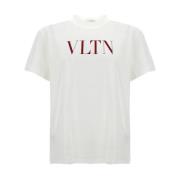 Hvit Vltn Print Crew Neck T-skjorte