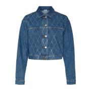 Blå Cropped Denim Jakke