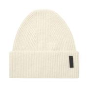 Ribbestrikket Beanie Krem Lue