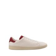 Hvite Lave Skinn Sneakers