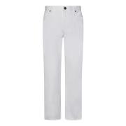 Hvite Straight-Leg Jeans med Logo Broderi