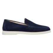 Herre Navy Blue Velour Loafers for Vår Er00113019