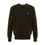 Grønn Crewneck Genser med Brodert Pony