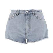 Høy Midje Denim Shorts Stone Wash