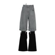 Svart Denim Wide Leg Bukser