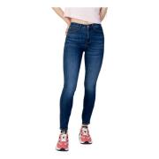 Blå Plain Zip Jeans Kvinner Vår/Sommer