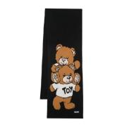 Svart Strikket Teddy Bear Skjerf