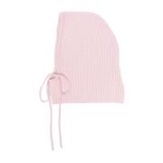 Rosa Cashmere Ribbestrikket Lue