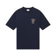 Slogan Blomster T-skjorte Navy