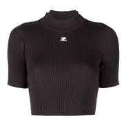 Rib Knit Crop Sweater Coffee