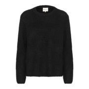 Sort Strikket Pullover Genser