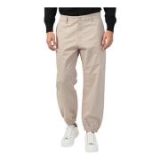 Beige Elastisk Mansjett Joggebukser