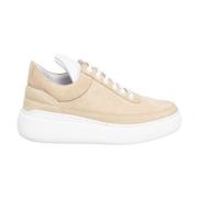 Beige Semsket Kilehæl Sneakers