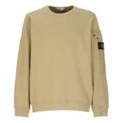 Beige Bomulls Sweatshirt Rund Hals