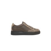 Beige Skinn Sneaker med Logo