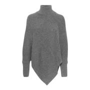 Turtleneck Poncho Strik Asphalt Melange