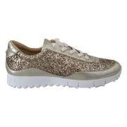 Antikk Gull Glitter Lær Sneakers