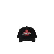 Svart Bomull Baseball Cap Leaf