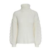 Krem Yassanne Strikk Rollneck Pullover Topp