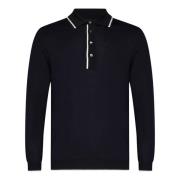 Blå Polo T-skjorte med Ribbed Trim