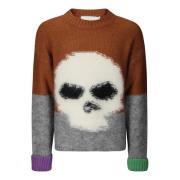 Skull Intarsia Mohair Sweater Strikket