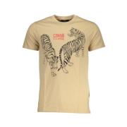 Beige Bomull Logo Print T-skjorte