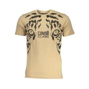 Beige Bomull Print Logo T-skjorte