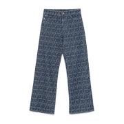 Blå Denim Wide Leg Jeans