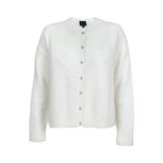 Oversized Angora Cardigan med Diamantknapper