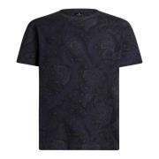 Blå Blomster Paisley Print T-skjorte