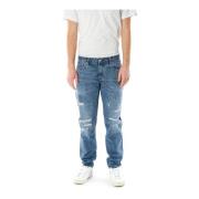 Tapered Fit Mid Waist Jeans