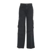 Cargo Wide Leg Jeans med Logo Detaljer