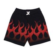 Flames Print Shorts Svart/Rød