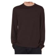 Brun Langarmet Crewneck T-skjorte