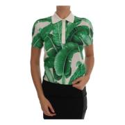 Banana Leaf Print Silk Polo Shirt