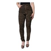 Leopard Print Skinny Denim Jeans