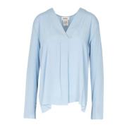 Crepe V-hals Bluse med Slouched Skuldre