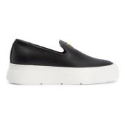 Casual Svart Skinn Sneakers