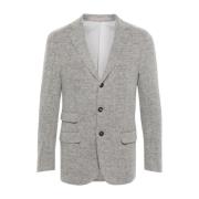 Elegant Grå Alpakka Skinn Blazer