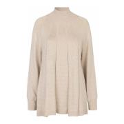 Beige Mel Strikk Topp Feminin Stil