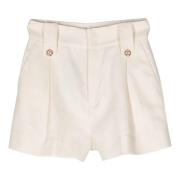 Elegant Beige Bomull Lin Shorts