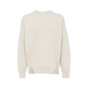 Italiensk Ull Ribbet Crew Neck Genser