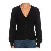 V-hals Cardigan i Ribbestrikk