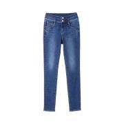 High Waist Skinny Mørkeblå Jeans