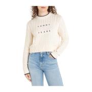 Hvit Bubble Cable Sweater