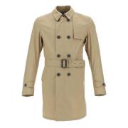 Beige Vevd Regnfrakk Trenchcoat