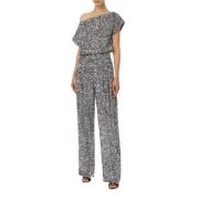 Brodert fløyel jumpsuit med båthals