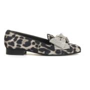 Leopardmønster Sløyfe Rhinestone Loafer