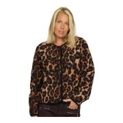 Leopardmønstret blazer med knappelukking