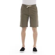 Ensfarget Bermuda Shorts med Snøring